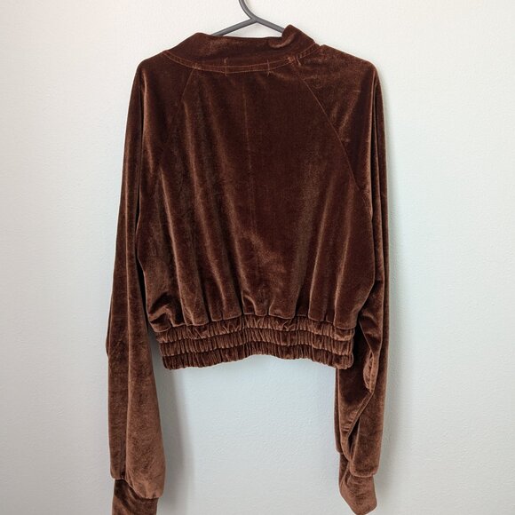 NWOT Honey Bum 2 Piece Golden Brown Velvet Long Sleeve Lounge Set, Small - Picture 2 of 6